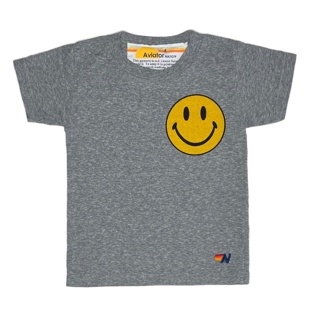 Aviator Nations Kids Smiley Tee Heather Grey